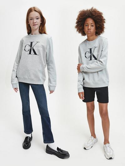 Calvin Klein Ruhák HU647312 | Calvin Klein Organic Cotton Logo Fiu Pulóver Világos Szürke